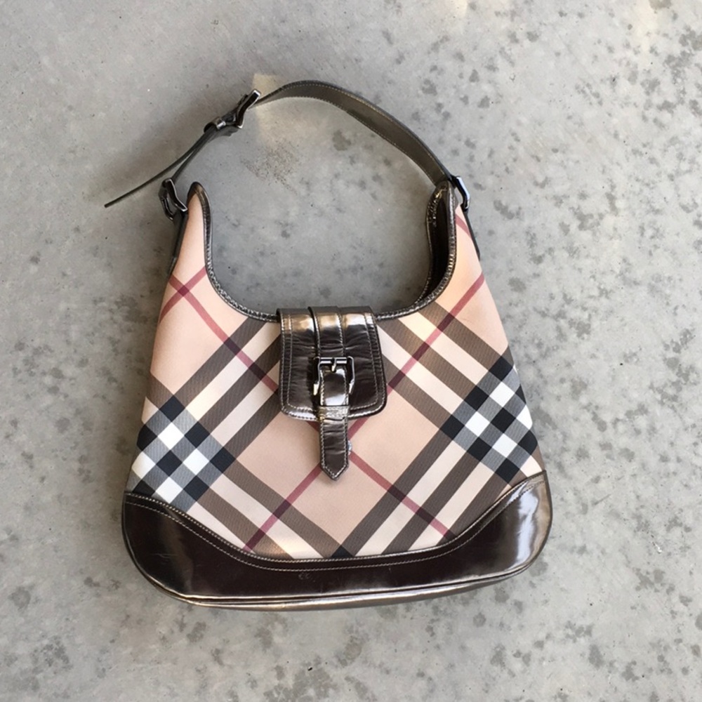 Burberry Nova Check Brooke metallic hobo w/wallet
